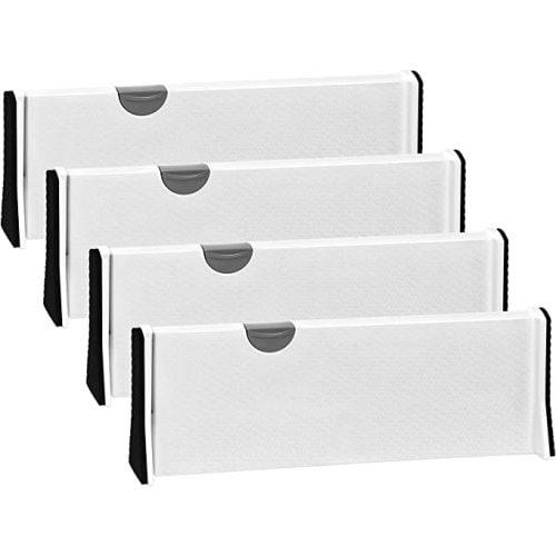 JONYJ Drawer Dividers Organizer (White) - 4" Tall, 11"-17" Long, 4 Pack