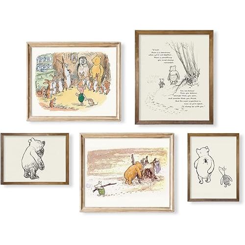 Gifts for Winnie Fans Lover - Vintage Hundred Acre Wood Poster - Winnie The Pooh Nursery Decor - Toddler Room Decor - You Are Braver Than You Think - Motivational Quotes for Kids - Little Boys Décor