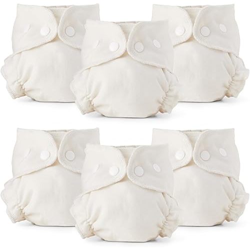 Esembly Cloth Diaper Inner, Trim-Fitting, Certified Organic Cotton, Reusable and Absorbent Leak-Proof Inserts with Snap Closure for Eco-Friendly Diapering, 6-Pack Size 1 (7-17lbs)