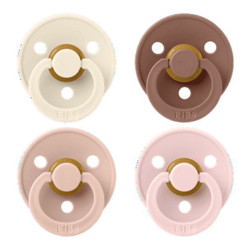 BIBS Pacifier Colour Size 2, 6-18 Months, Ivory/Blush/Woodchuck/Blossom, 4 Pack