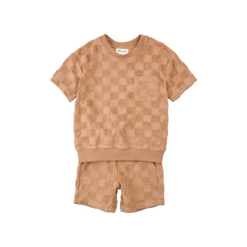 Check Terry Shirt & Shorts Set, 9M
