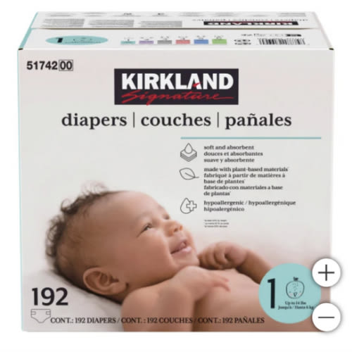 Kirkland Signature Diapers, Sizes 1