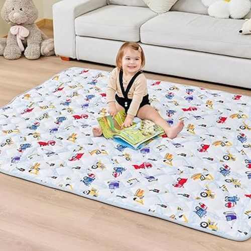Baby Play Mat 71" X 59", Extra Thicker & Large Baby Mat for Floor, Soft Non-Slip Cushioned Play Mats for Babies, Toddlers, Foldable and Washable Baby Play Mat
