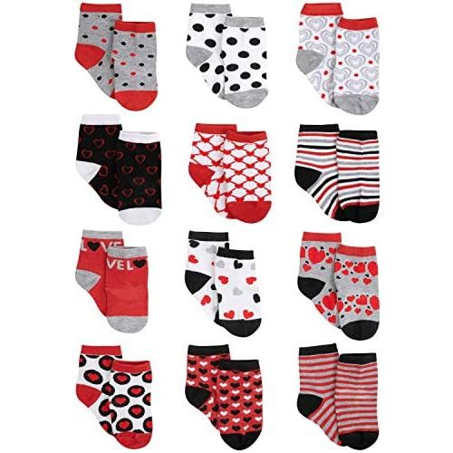 Rising Star Baby Girl Socks: Hearts, Kittens - Socks for Infant Girls (0-24M)