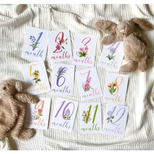 Baby Girl Milestone Cards Watercolor Baby Month Cards Floral - Etsy