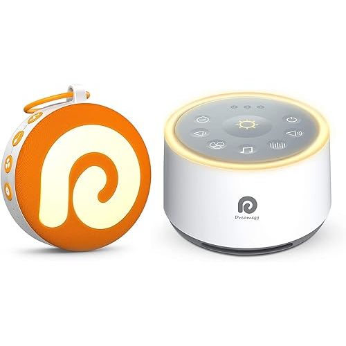 Dreamegg D11 Bundle with D1 White Noise Machine with Baby Night Light for Sleeping, High Fidelity Sounds, Timer & Memory Feature, Sound Machine for Baby Adults, Home, Office, Travel (White)