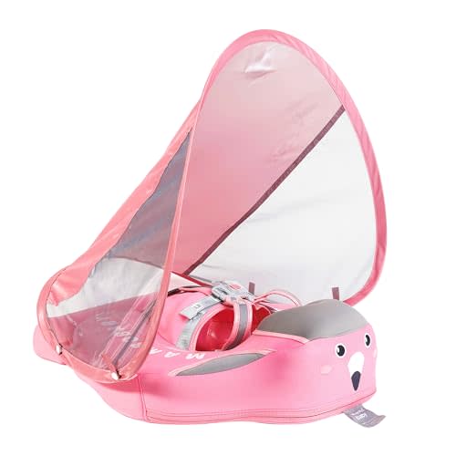 Baby Floats for Pool with Canopy Removable Sun Protection Canopy Mambobaby Float Non Inflatable Upgrade Add Tail Avoid Flip Waterproof Skin-Friendly Infant Swim Float 3-24 Months