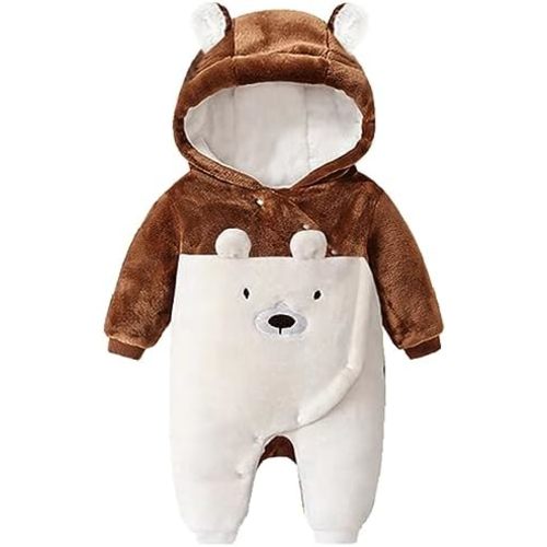 Fairy Baby Newborn Baby Snowsuit Bear Onesie Romper Winter Warm Coat Infant Fleece Footie Jumpsuit for Girls Boys 0-18M