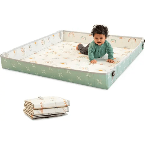 Infantino Foldable Soft Foam Play Mat, Baby Play Mat for Tummy Time & Floor Play, Lightweight, Easy to Store, Wipeable, Rainbows