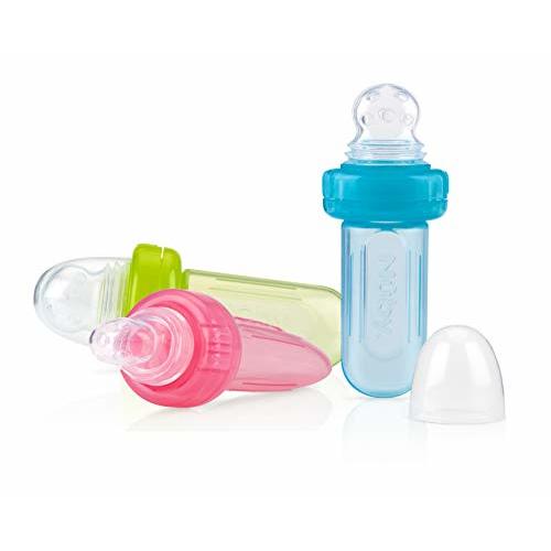 Nuby EZ Squee-Z Silicone Self Feeding Baby Food Dispenser (Varied, 2 Count (Pack of 1))