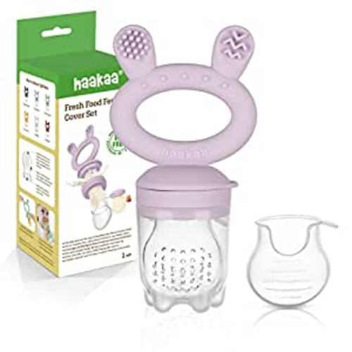 Haakaa Baby Fruit Food Feeder Pacifier | Milk Frozen Set | Silicone Feeder and Teether for Infant Safely Self Feeding, BPA Free Teething Relief Toy (Lavender)