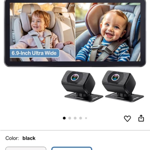 2-Kids Baby Car Camera for Seat: 6.9 Inch Ultrawide Display with Two Cameras Rear Facing - USB Powered Backseat Camera HD 1080P Easy to Install