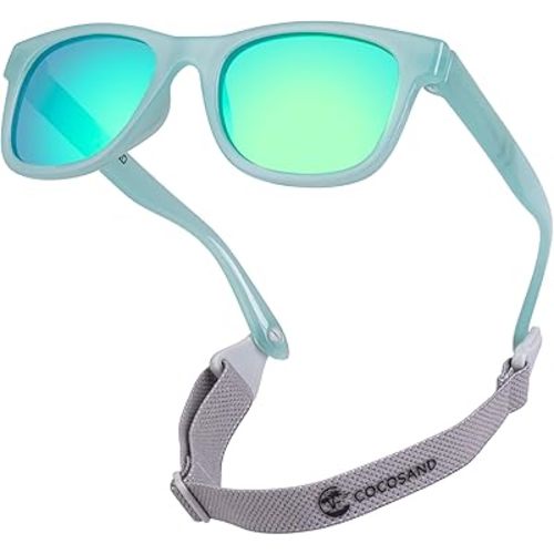 COCOSAND Flexible Baby Sunglasses with Strap Polarized UV Protection for Toddler Infant Newborn Boy Girl Age 0-24 Months