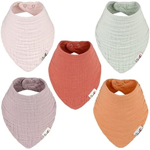 Muslin Baby Bibs, 100% Organic Cotton Baby Bandana Drool Bibs for Boy and Girls, Newborn Bib for Teething and Drooling