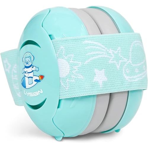 LYSIAN Aqua Baby Ear Muffs Noise Cancelling Headphone for Infants with Elastic Headband, Hearing Protection Kid Earmuffs for Sleep, Parade, Festival, Games,Travel, Fireworks