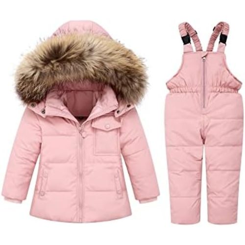 Toddler Snowsuit Boy Baby Winter Coat Girl Snow Pants and Jackets Bib 1-2-3-4-5T
