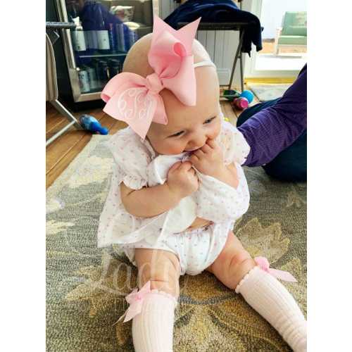 Baby headband bow- Personalized Baby hairbows - Custom Newborn Headband -Skinny nylon headband bows-Custom baby headband bows- Monogrammed--