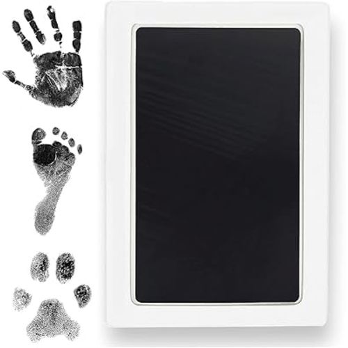 Clean Touch Ink Pad for Baby Handprints and Footprints – Inkless Infant Hand & Foot Stamp – Safe for Babies, Doesn’t Touch Skin – Perfect Family Memory or Gift – Black Print Kit by Tiny Gifts