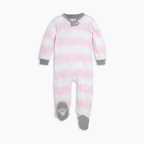Burt's Bees Baby Organic Sleep & Play Footie Pajamas - Blossom Rugby Peace Stripe, 0-3 Months