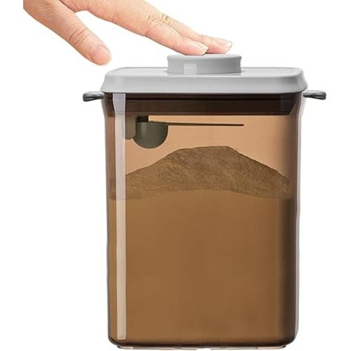 Ankou One-Push Formula Container, 2300ml Formula Dispenser with Scoop and Scraper, Milk Powder Container with Lids, BPA-Free Airtight Food Storage Container 1000g Large Capacity,Dark Brown, Rectangle