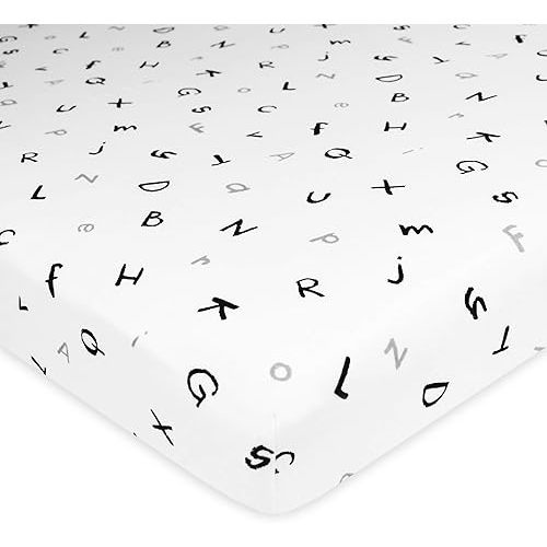 American Baby Company Fitted Pack N Play Playard Sheet 27" x 39", Soft Breathable Neutral 100% Cotton Jersey Pack and Play Sheet, Alphabet, for Boys and Girls, Fits Most Mini Crib Mattresses