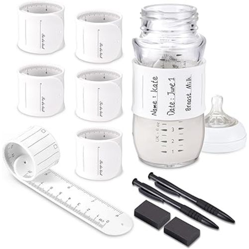 Reusable Bottle Labels - 6PCS Bottle Labels,Reusable & Silicone,Anti-Loss Reminder Wristband & Identifier BandBaby-Bottles-Label for Daycares Writable