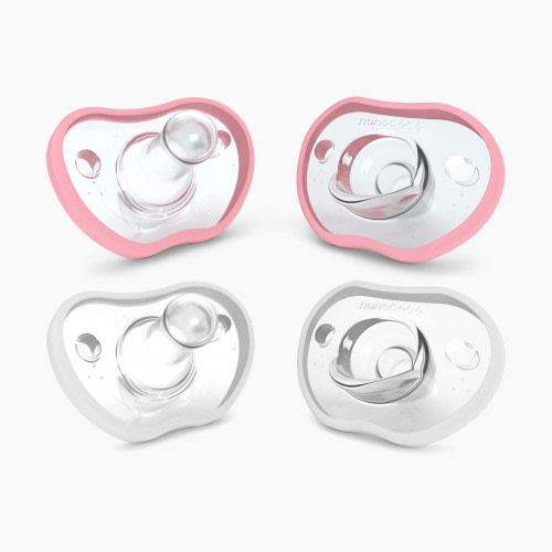 Nanobebe Flexy Pacifier (4 Pack) - Pink And White, 0-3 Months, 4