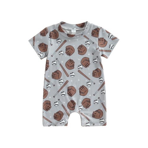 JYYYBF Summer Infant Baby Boy Rompers Playsuits Short Sleeve Baseball Print Newborn Jumpsuits
