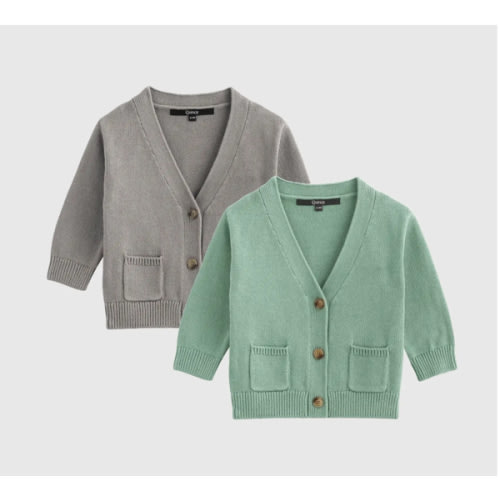 100% Organic Cotton Oversized V-Neck Cardigan 2-Pack - Baby