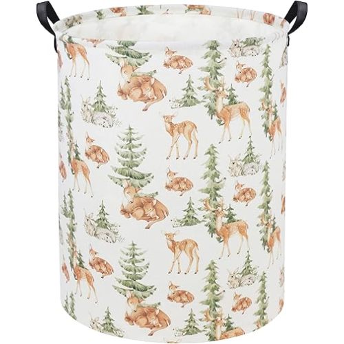 HIYAGON Deer Baby Laundry Basket Baby Hamper for Nursery Girl Kids Hamper Cute Kids Storage Toy Bin Organizer Deer Room Decor for Home(Deer)