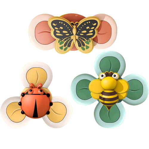 LYINGF 3PCS Suction Cup Spinner Toys for Babies, Fidget Spinners Sensory Bath Toys 6 12 18 Months, Airplane Car Travel Essential 1-3 Year Old Boy Girl Birthday Gift for Baby ﻿