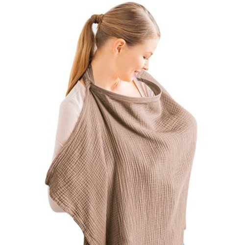 Byseng Nursing Cover for Baby Breastfeeding, Privacy Feeding Cover, Soft Cotton Nursing Apron, Light Tan