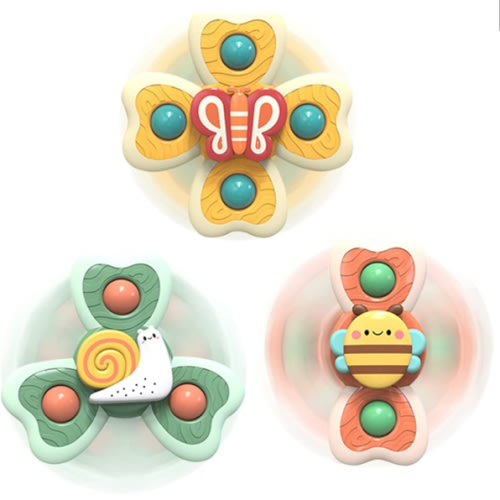 Baby Suction Cup Spinning Tops Toy, Suction Spinner Toys for Babies, Window Suction Toys for Baby High Chair Tray Bath Table Airplane Travel, Sensory Toys & Best Gift for Toddlers 1-3(Group B)