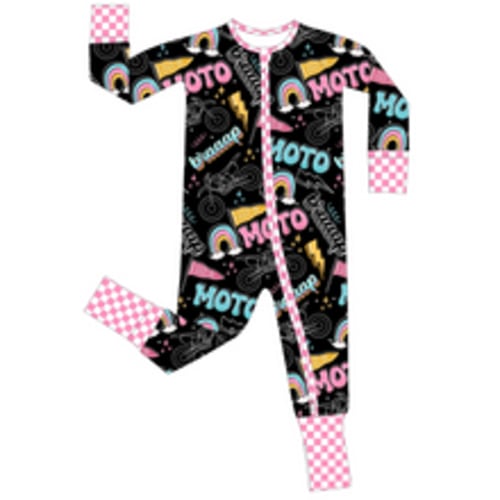 Moto Girl Zip Up Pajamas | Strictly Wild