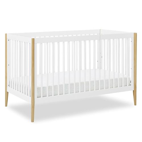 Delta Children Casey 4-in-1 Convertible Crib - Greenguard Gold Certified, Bianca White/Natural