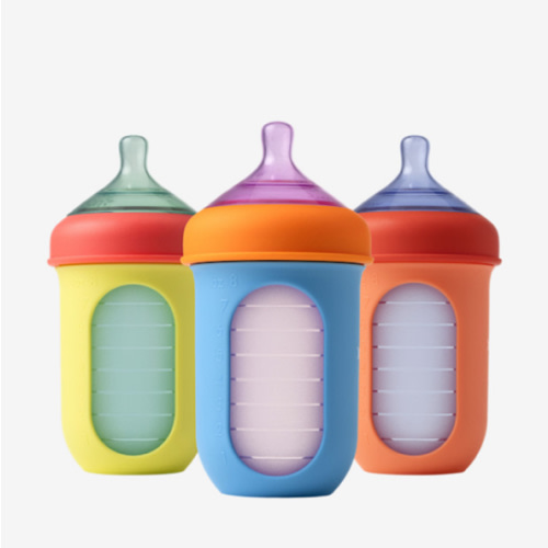 Amazon.com : Boon Nursh Reusable Silicone Pouch Baby Bottles - Medium Flow Nipple - Silicone Baby Bottle Pouch and Nipple - Baby Feeding Essentials - Mint - 3-6 Months - 3 Count - 8 Ounce : Baby