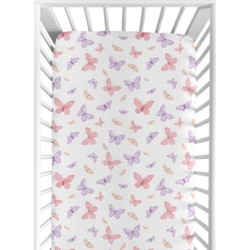 Sweet Jojo Designs Girl Baby Fitted Crib Sheet Butterfly Pink And Purple