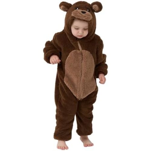 Unisex Baby Animal Costume Pajamas, Infant Flannel Hooded Halloween Romper Cosplay Costume/Homewear/Sleepwear
