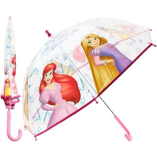 Disney Clear Dome Umbrella for Girls - Folding Transparent Umbrella Lightweight - School Days Out