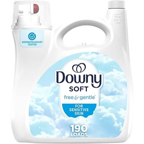 Downy Free & Gentle Liquid Fabric Softener, 140 fl oz, 190 Loads, Hypoallergenic, Sensitive Skin Friendly Fabric Conditioner Liquid