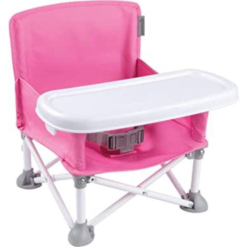 Summer by Bright Starts Pop 'N Sit Portable Booster Chair, Floor Seat, Indoor/Outdoor Use, Compact Fold, Hot Pink, 6 Mos - 3 Yrs