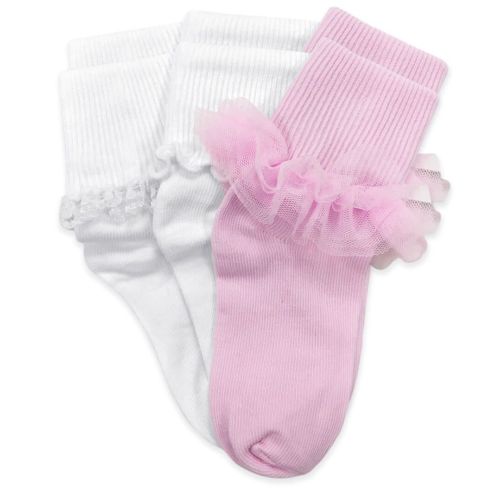 Jefferies Socks Girls Ruffle/Ripple/Lace Socks 3 Pair Pack
