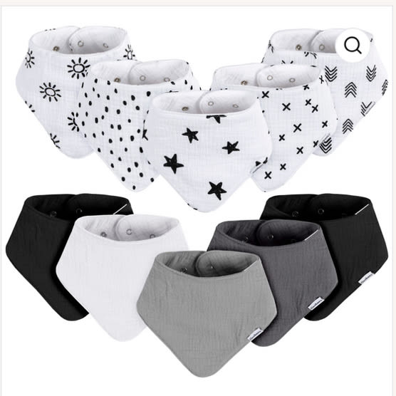 10-Pack Baby Neutral Black & White Muslin Bandana Bibs – Gerber Childrenswear