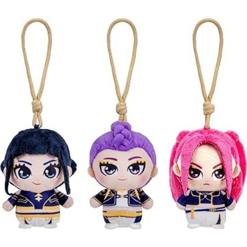 Kpop Demon Hunters 3-Pack 4-inch Clip-On Plush - Rumi, Mira, and Zoey Mini Collectible Character Clips for On-The-Go Fans - Ages 6+