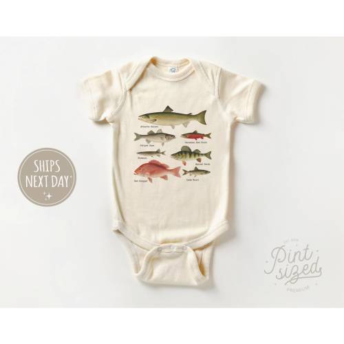 North American Fish Onesie® - Fish Species Baby Onesie® - Summer Fish Bodysuit - Cute Natural Baby Onesie®