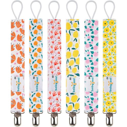 Babygoal Girl Pacifier Clips, 6 Pack