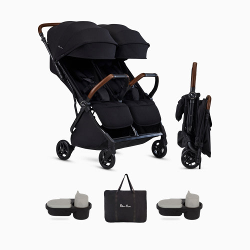 Silver Cross Jet Double Stroller and Accessory Bundle - Black