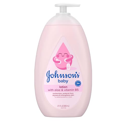 Johnson's Moisturizing Mild Pink Baby Lotion with Coconut Oil for Delicate Baby Skin, Paraben-, Phthalate- & Dye-Free, Hypoallergenic & Dermatologist-Tested, Baby Skin Care, 27.1 Fl. Oz