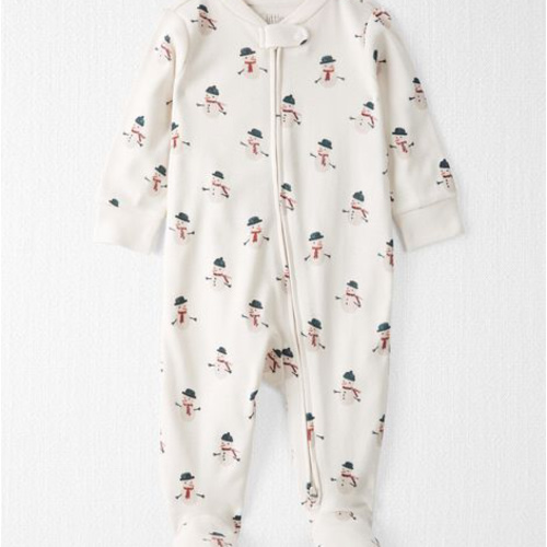 Baby Organic Cotton Sleep & Play Pajamas in Snowman Print