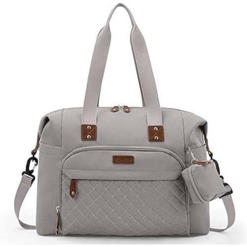 Tuwubi Diaper Bag Tote,Baby Diaper Bag with Pacifier Case Large Travel Diaper Tote Caddy for Mom and Dad Multifunction Baby Bag - M-Light Khaki